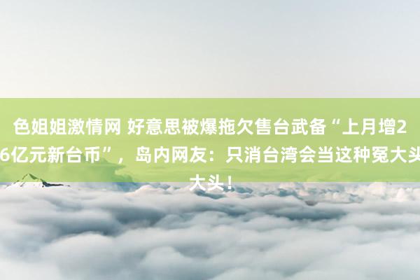 色姐姐激情网 好意思被爆拖欠售台武备“上月增276亿元新台币”，岛内网友：只消台湾会当这种冤大头！