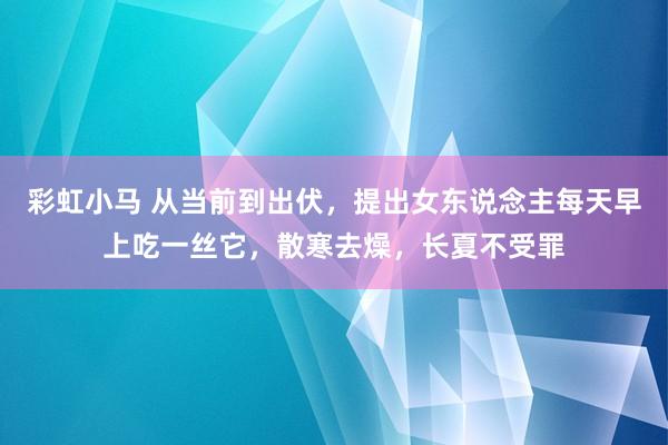 彩虹小马 从当前到出伏，提出女东说念主每天早上吃一丝它，散寒去燥，长夏不受罪