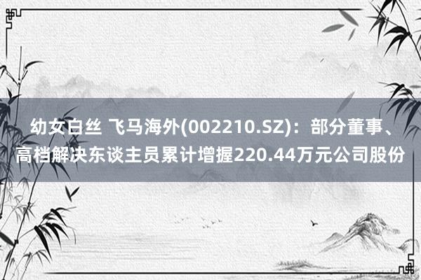 幼女白丝 飞马海外(002210.SZ)：部分董事、高档解决东谈主员累计增握220.44万元公司股份