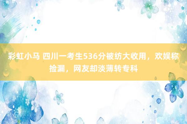 彩虹小马 四川一考生536分被纺大收用，欢娱称捡漏，网友却淡薄转专科