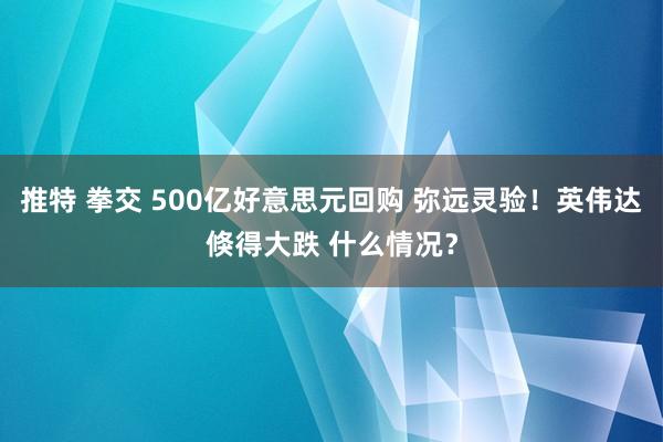 推特 拳交 500亿好意思元回购 弥远灵验！英伟达倏得大跌 什么情况？