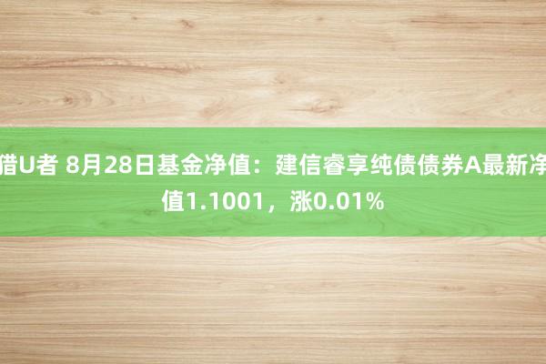 猎U者 8月28日基金净值：建信睿享纯债债券A最新净值1.1001，涨0.01%